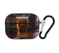 A Cup of Beer Earbuds Organizer Shockproof Protective Airpods Pro Cover with Carabiner Clip Anti Fall Carrying Earphone Case Cover for Airpods Pro 2nd Generation Black