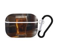 A Cup of Beer Earbuds Organizer Shockproof Protective Airpods Pro Cover with Carabiner Clip Anti Fall Carrying Earphone Case Cover for Airpods Pro 2nd Generation White