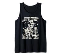 A Cup of Cowboy Magic Caffeine Skeleton Coffee Western Retro Tank Top