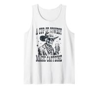 A Cup of Cowboy Magic Caffeine Skeleton Coffee Western Retro Tank Top