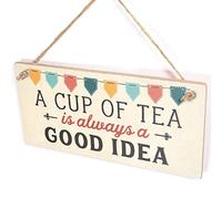 A Cup of Tea is Always A Good Idea - Bunting Design Hanging Kitchen Plaque