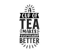 a Cup of Tea Makes Everything Better Vinyl Wall Stickers 30x66.4cm Glass Stickers Black