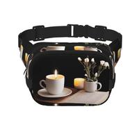 A cup of warm tea Pattern trendy fashionable waist bag, unisex travel sports messenger bag