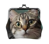 A curious cat Coin Purse for Women Men, Small PU Leather Change Purse, Fashion Coin Wallet Clutch with Kiss Lock, Vintage Coin Pouch for Daily Life, Cars, Travel, Party