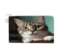 A Curious Cat Coin Purse with Zipper Coin Wallet Coin Pouch Canvas Change Purse Pouch Zero Wallet Coin Bag