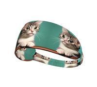 A Curious cat Elastic Sports Headband for Running, Cycling Yoga, Sweat-Absorbing Breathable Head Wrap, Fits Most Men Women