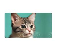 A Curious cat Extra Large Rubber Mouse pad 16x29.5in, Thickened Design, Suitable for Office, Study, Laptop, Thickened Design