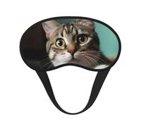 A Curious cat Eye Mask for Sleeping Soft Satin Sleep Shade Cover Blindfold with Elastic Strap Travel Nap Blackout Eye Shade Cover for Women Men