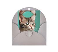 A curious cat Greeting card, blank inner page, includes envelope, 10 cm x 15 cm, for anniversary and party invitations.