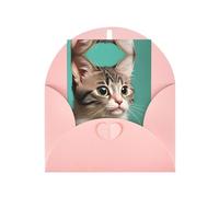 A curious cat Greeting card, blank inner page, includes envelope, 10 cm x 15 cm, for anniversary and party invitations.