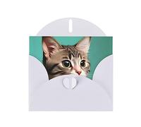 A Curious Cat Greeting Cards For All Occasions - Blank Greeting Cards With Envelopes, Holiday Cards 4x6 Inches (Horizontal) White