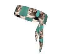A Curious Cat Pattern Tennis Headband for Women,Sweat Band for Workout, Head Tie for Running, Football, Basketball,Athletics