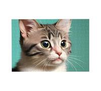 A curious cat Pattern Wooden Jigsaw Puzzle Horizontal 300 Pieces for Family Leisure and Creativity Enhancement