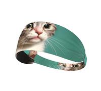 A curious cat Print Elastic Exercise Headband - Fashionable Sports Headwear for Summer, Cycling, Yoga, and More