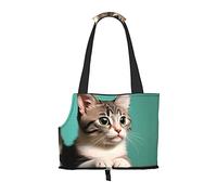A Curious cat Printed pet Shoulder Bag, Suitable for Small Dogs and Cats, Shopping and Travel Dual-Purpose Bag