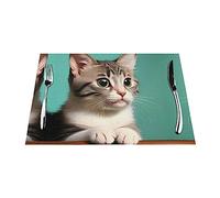A Curious cat PVC Woven placemats are Printed and can add Decoration to Your Dining Table.
