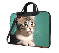 A Curious Cat Suitable For 13-15.6 Laptop Or Tablet Crossbody Bag Portable Bag, Fashionable Fabric, Gift For Both Men And Women15.6 Inch