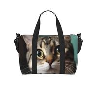 A Curious Cat Water-Resistant Crossbody Travel Bag, Large Carry-On with Adjustable Strap, Multi-Compartment Weekender for Gym, Travel, Outdoor