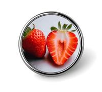 A Cut Strawberry Button Pin 1 Inch, Personalized Metal Lapel Pins, Lightweight Round Brooch Pin, Elegant Button Badges, Funny Enamel Pins for Shirts Jackets Bags & Gift