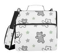 A Cute and Funny Grey Teddy Bear 3 Rings 1.5 inch School Zipper Binder with Handle Includes Zip Pocket Portable Home Travel Safe Storage Bag for Middle Student