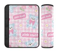 A Cute Cartoon Blue Bear 2 pcs Seatbelt Cover More Comfort Driving for SUV forro para cinturon de seguridad