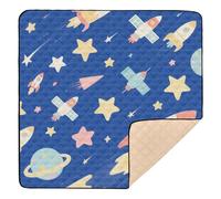 A Cute Cartoon Blue Universe Soft Foam mat for Baby to Play on Floor for Indoor Outdoor Washable foldablummy Time Activity Mat for Baby Toddler Infant, 50'' x 50''alfombrilla de actividad