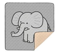 A Cute Cartoon Grey Elephant Cute Foldable Baby Gym & Activity Mat for Floor Water Resistant Baby Crawling Mat for Baby Toddler Infant, 50'' x 50''