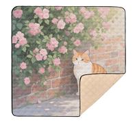 A Cute Cartoon Orange Cat Soft Padded Baby Play Mat for Indoor Outdoor Water Resistant foldablummy Time Activity Mat for Baby Toddler Infant, 50'' x 50''gimnasio para Bebes recien