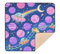 A Cute Cartoon Purple Cosmic Large Stylish Baby Gym & Activity Mat for Floor 1-Piecing Foldable Infant Play Activity Mat for Babies Infants Toddlers, 50'' x 50''gimnasio de actividades para