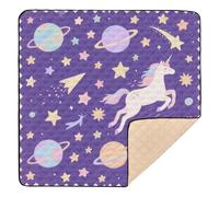 A Cute Cartoon Purple Cosmic Unicorns Large Non-Slip mat for Baby to Play on Floor for Indoor Outdoor Non-Toxic foldablravel Play Mat for Baby Toddler Infant, 50'' x 50''alfombras para jugar