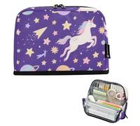 A Cute Cartoon Purple Cosmic unicorns Pencil Case Organizer Large Capacity Pen Pencil Case High Capacity Organizer Box for Teacher School Supply cartuchera para ninos