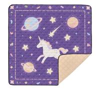 A Cute Cartoon Purple Cosmic Unicorns Soft Foam Baby Gym Play mat for Indoor Outdoor Waterproof Foldable Infant Play Mat for Baby Toddler Infant, 50'' x 50''tapete para juegos de