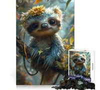 A Cute Cartoon Sloth Jigsaw Puzzles 1000 Pieces for Teenagers Sharp Logic Stress Less Family Pastime Furniture Decor (50x75cm)