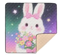 A Cute Cartoon White Rabbit Large Non-Slip Baby Floor Play mat for Indoor Outdoor Washable Foldable Infant Play Mat for Baby Toddler Infant, 50'' x 50''alfombras con Musica para