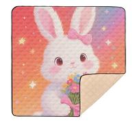 A Cute Cartoon White Rabbit Soft Foam Baby Play mat Foldable for Indoor Outdoor Comfortable Foldable Baby Kick Crawling Mat for Baby Kids Toddlers Infants, 50'' x 50''tapete de gimnasio para