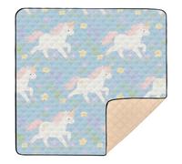 A Cute Cartoon White Unicorns Cute Foldable mat for Baby to Play on Floor for Floor Waterproof Foldable Activity Gym Mat for Baby Kids Toddlers Infants, 50'' x 50''gimnasio de actividades para