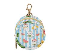 A Cute Cartoon White Vacation Cat Newborned Girl Pacifier Holder Case Portable Wristlet Wallet Key Holder, Small Item Storage pouching