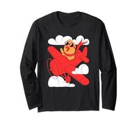 A Cute Chick is Flying Plane. Chicken Pilot Long Sleeve T-Shirt