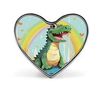 A Cute Crocodile on A Rainbow Background Heart Pin, 1 Inch Metal Love Lapel Pins - Lightweight, Smooth Edges, Versatile Badge Brooch for Jackets, Shirts, Bags, Gifts for Friends, Family