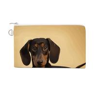 A Cute Dachshund Canvas Coin Purse, Portable Zippered Change Pouch for Women, Small Wallet for Coins Keys Cards Lipstick