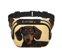 A Cute Dachshund Fanny Pack For Women Waterproof Adjustable Belt Bags Waist Pack Fashion Casual Crossbody Bags Bum Bag For Running Workout Hiking Traveling, Black, One Size
