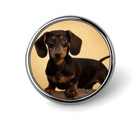 A Cute Dachshund Round Aluminum Alloy Pin Badge Lapel Pin