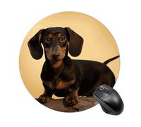 A Cute Dachshund Round Mouse Pad Smooth Glide Gaming Mousepad Extra Density Portable Comfortable Mouse Mat for Desk, Home, Office 7.8x7.8 Inches