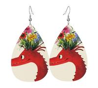 A Cute Dragon Earrings Creative Hanging Printed Leather Earrings For Women Beach