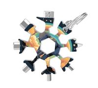 A Cute Elephant on A Rainbow Background 19-in-1 Snowflake Multi Tool, Stainless Steel Metal Snowflake Multitool with Keychain, Compact & Portable Tools for Outdoor Camping Survival Daily Use Gift for