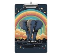 A Cute Elephant on A Rainbow Background Clipboard Retractable Hanging Tab Clip Board Plastic Clipboard Nursing Clipboards Nurse, Doctor, Cute Design for Standard Size 12.5 X 8.5Inch