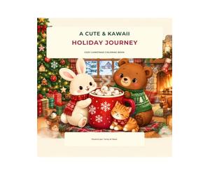 A Cute & Kawaii Holiday Journey : Cozy Christmas Coloring Book: Un livre de coloriage kawaii avec chocolat chaud, chalets enneigés, sapins décorés et petits animaux pour patienter jusqu’à Noël