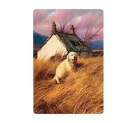 A Cute Little Dog Is Laughing On A Haystack Hanging Wall Plaque Novelty Metal Poster Funny Plaque Tin For Restaurant Cafe Bathroom