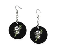 A Cute Panda Round Wooden Earrings Boho Drop Pendant Fashion Gifts for Women