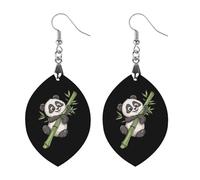 A Cute Panda Round Wooden Earrings Boho Drop Pendant Fashion Gifts for Women